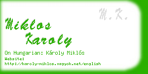 miklos karoly business card